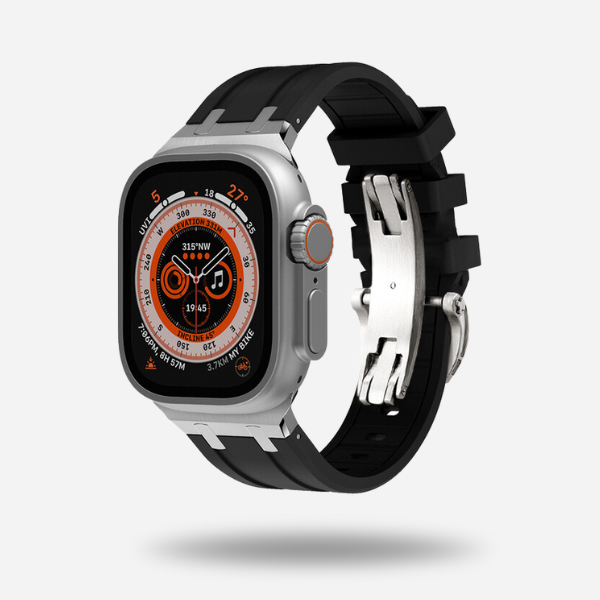 Rubber Apple Watch Ultra2 Band with Titanium Clasp