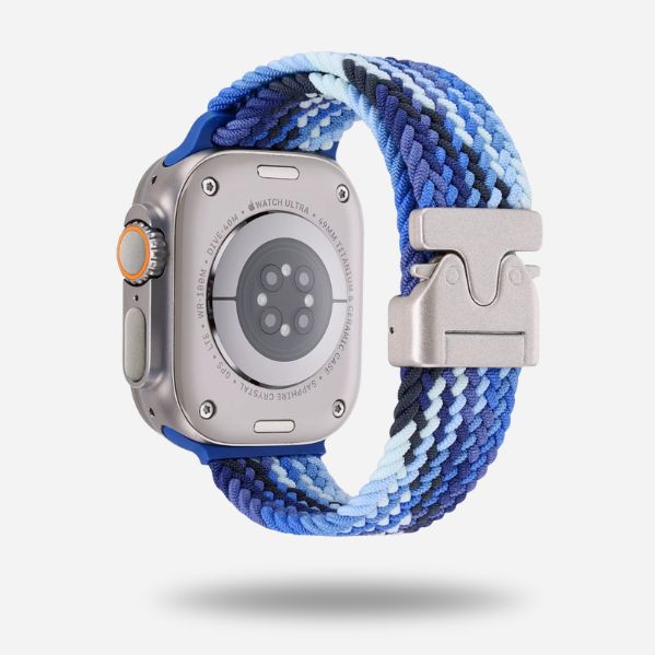 Apple Watch with blue woven strap & titanium clasp